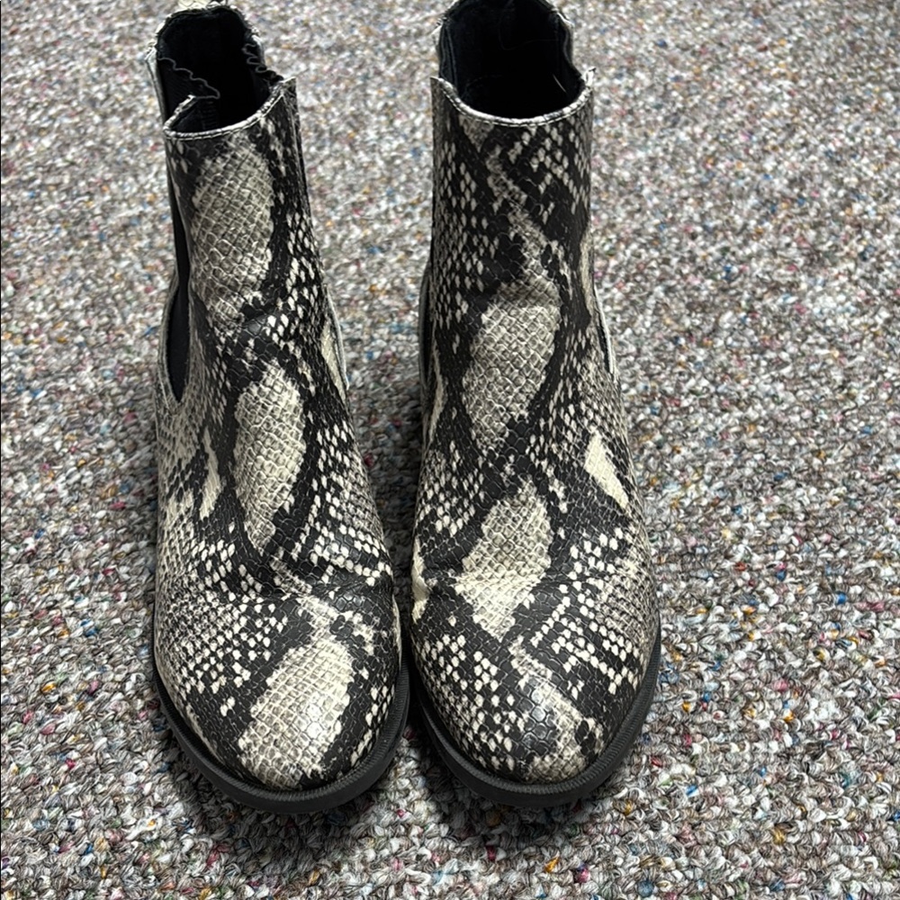 Steve Madden Devan Snakeskin Ankle Boots - Black and Grey - Picture 2 of 10